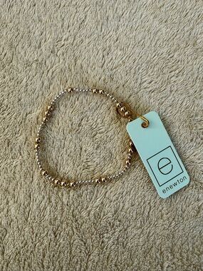 eNewton Mixed Metal Beaded Stretch Bracelet - Gold & Silver